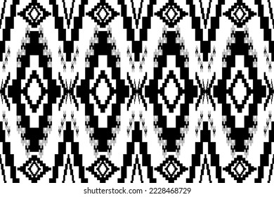 black and white pixels geometric folklore ornament Tribal ethnic vector texture Seamless striped pattern in Aztec style Figure tribal embroidery Indian Scandinavian Gyp sy Mexican folk pattern ikat 