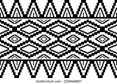 black and white pixels geometric folklore ornament Tribal ethnic vector texture Seamless striped pattern in Aztec style Figure tribal embroidery Indian Scandinavian Gyp sy Mexican folk pattern ikat 