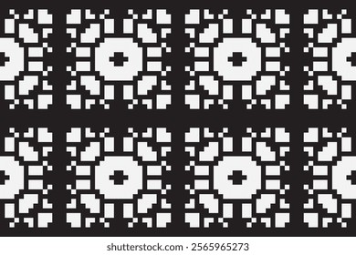 black and white pixels geometric folklore ornament Tribal ethnic vector texture Seamless striped pattern in Aztec style Figure tribal embroidery Indian Scandinavian Gyp sy Mexican folk pattern ikat