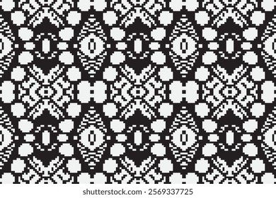 black and white pixels geometric folklore ornament Tribal ethnic vector texture Seamless striped pattern in Aztec style Figure tribal embroidery Indian Scandinavian Gyp sy Mexican folk pattern ikat