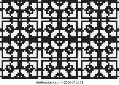 black and white pixels geometric folklore ornament Tribal ethnic vector texture Seamless striped pattern in Aztec style Figure tribal embroidery Indian Scandinavian Gyp sy Mexican folk pattern ikat