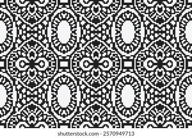 black and white pixels geometric folklore ornament Tribal ethnic vector texture Seamless striped pattern in Aztec style Figure tribal embroidery Indian Scandinavian Gyp sy Mexican folk pattern ikat