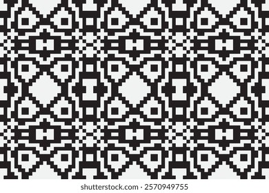 black and white pixels geometric folklore ornament Tribal ethnic vector texture Seamless striped pattern in Aztec style Figure tribal embroidery Indian Scandinavian Gyp sy Mexican folk pattern ikat