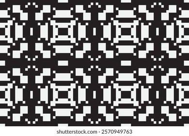 black and white pixels geometric folklore ornament Tribal ethnic vector texture Seamless striped pattern in Aztec style Figure tribal embroidery Indian Scandinavian Gyp sy Mexican folk pattern ikat