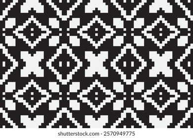 black and white pixels geometric folklore ornament Tribal ethnic vector texture Seamless striped pattern in Aztec style Figure tribal embroidery Indian Scandinavian Gyp sy Mexican folk pattern ikat