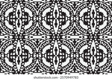 black and white pixels geometric folklore ornament Tribal ethnic vector texture Seamless striped pattern in Aztec style Figure tribal embroidery Indian Scandinavian Gyp sy Mexican folk pattern ikat