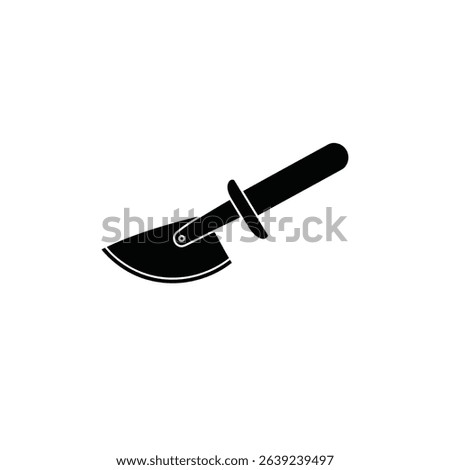 Black and white pizza cutter icon design.