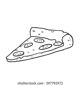 black and white pizza slice cartoon