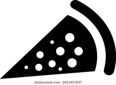Black and White Pizza Slice Icon Graphic Design Element Simple Flat Style Food Illustration