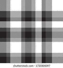 Black and White Plaid, checkered, tartan seamless pattern suitable for fashion textiles and graphics