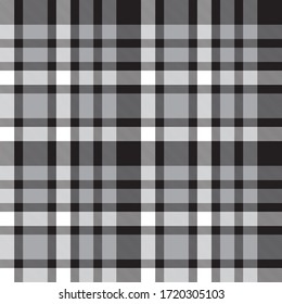 Black and White Plaid, checkered, tartan seamless pattern suitable for fashion textiles and graphics