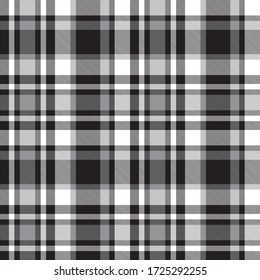 Black and White Plaid, checkered, tartan seamless pattern suitable for fashion textiles and graphics