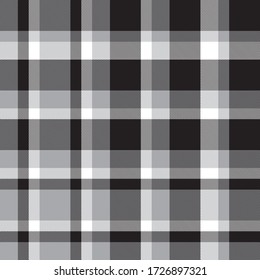 Black and White Plaid, checkered, tartan seamless pattern suitable for fashion textiles and graphics