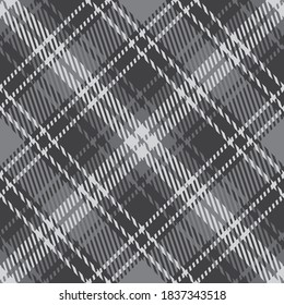 Black and white plaid pattern. Abstract seamless striped wallpaper. Monochrome modern cage texture. Vector graphics of printing on fabrics, shirts, textiles, curtains.