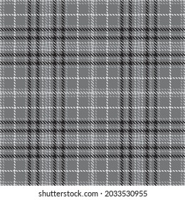 Black and white plaid pattern. Abstract seamless striped wallpaper. Monochrome modern cage texture. Vector graphics of printing on fabrics, shirts, textiles, curtains.
