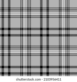 Black and white plaid pattern. Abstract seamless tartan wallpaper. Modern fashion cage texture. Vector graphics of printing on fabrics, shirts, textiles, curtains.