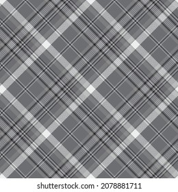 Black and white plaid pattern herringbone. Abstract seamless tartan wallpaper. Modern fashion cage texture. Vector graphics of printing on fabrics, shirts, textiles, curtains.