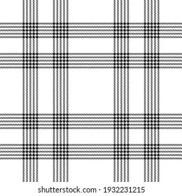 Black White Plaid Pattern Seamless Vector Texture. Simple Line Tartan Check Plaid Graphic For Flannel Shirt, Skirt, Poncho, Throw, Other Modern Spring Summer Autumn Winter Fashion Textile Print.