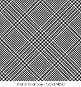 Black white plaid pattern seamless tartan check.  glen tweed pixel pattern background vector graphic for skirt, blanket, throw, other modern spring autumn winter classic fashion textile design.