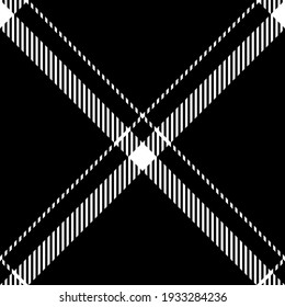 Black white plaid pattern windowpane vector. Seamless striped textured tartan check background graphic for flannel shirt, skirt, throw, other trendy spring autumn winter fashion textile print.