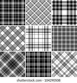 Black and white plaid patterns