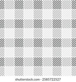 Black and White Plaid Seamless, Gingham Plaid Pattern, Vector Art