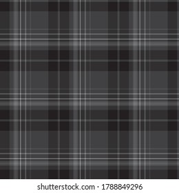Black and white plaid seamless pattern. Classical checkered abstract texture. Tartane. Monochrome Scottish cage. Vector graphics of printing on fabrics, shirts and textiles.