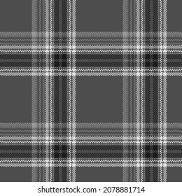 Black and white plaid seamless pattern. Classical checkered pixel abstract texture. Tartan Scottish cage. Vector graphics of printing on fabrics, shirts and textiles.
