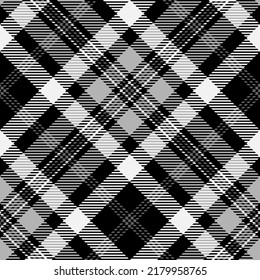 Black and white plaid seamless pattern. Tartan background. Modern fashion cage texture. Of printing on fabrics, shirts, textiles, curtains. Vector graphic.