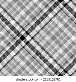 Black and white plaid seamless pattern. Modern fashion straight and oblique cage herringbone texture wallpaper. Vector graphics of printing on fabrics, shirts, textiles, curtains.