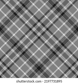 Black and white plaid seamless pattern. Modern fashion straight and oblique cage herringbone texture wallpaper. Of printing on fabrics, shirts, textiles, curtains. Vector.