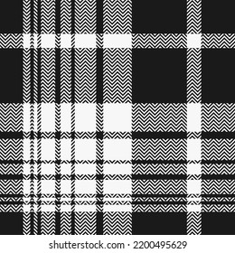 Black and white plaid seamless pattern. Modern fashion straight and oblique cage herringbone texture wallpaper. Of printing on fabrics, shirts, textiles, curtains. Vector.