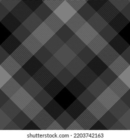 Patrón sin fisuras de manchas blancas y negras. Moda moderna, recta y oblicua textura de arenque en jaula. De impresión en telas, camisas, textiles, cortinas. Vector.