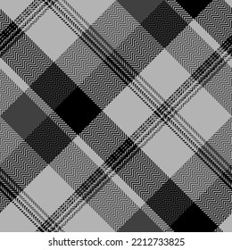 Black and white plaid seamless pattern. Modern fashion straight and oblique cage herringbone texture wallpaper. Of printing on fabrics, shirts, textiles, curtains. Vector.