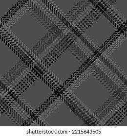 Black and white plaid seamless pattern. Fashion straight and oblique cage herringbone texture wallpaper. Scottish background checkered. Of printing on fabrics, shirts, textiles, curtains. Vector.
