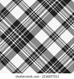 Patrón sin fisuras de manchas blancas y negras. Papel de pared de textura de hueso de arenque en jaula de moda moderna. Gráficos vectoriales de impresión en telas, camisas, textiles, cortinas.