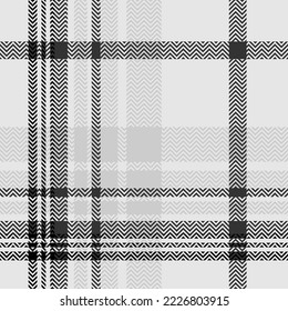Black and white plaid seamless pattern. Modern fashion cage herringbone texture wallpaper. Vector graphics of printing on fabrics, shirts, textiles, curtains.