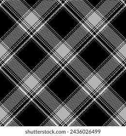 Black and white plaid seamless pattern. Modern fashion cage herringbone texture. Vector graphics of printing on fabrics, shirts, textiles, curtains.