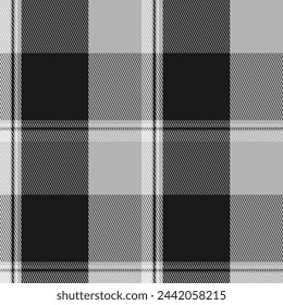 Black and white plaid seamless pattern. Tartan background. Modern fashion cage texture. Of printing on fabrics, shirts, textiles, curtains. Vector graphic.