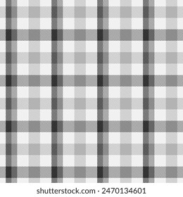 Black and white plaid seamless pattern. Tartan background. Modern fashion cage texture. Of printing on fabrics, shirts, textiles, curtains. Vector graphic.