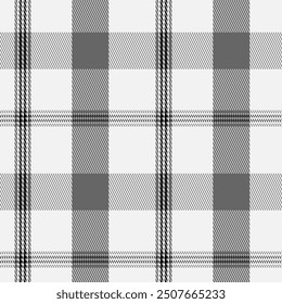 Black and white plaid seamless pattern. Tartan background. Modern fashion cage texture. Of printing on fabrics, shirts, textiles, curtains. Vector graphic.