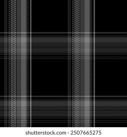 Black and white plaid seamless pattern. Tartan background. Modern fashion cage texture. Of printing on fabrics, shirts, textiles, curtains. Vector graphic.