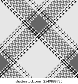 Black and white plaid seamless pattern. Modern fashion cage herringbone texture. Vector graphics of printing on fabrics, shirts, textiles, curtains.