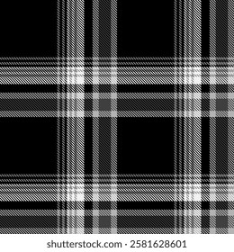 Black and white plaid seamless pattern. Tartan background. Modern fashion cage texture. Of printing on fabrics, shirts, textiles, curtains. Vector graphic.