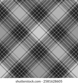 Black and white plaid seamless pattern. Tartan background. Modern fashion cage texture. Of printing on fabrics, shirts, textiles, curtains. Vector graphic.