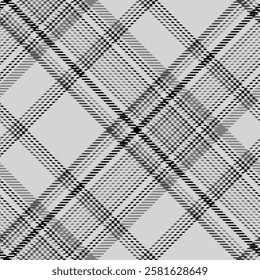 Black and white plaid seamless pattern. Tartan background. Modern fashion cage texture. Of printing on fabrics, shirts, textiles, curtains. Vector graphic.