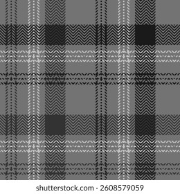 Black and white plaid seamless pattern. Modern fashion cage herringbone texture. Vector graphics of printing on fabrics, shirts, textiles, curtains.