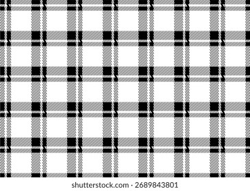 Patrón inconsútil blanco y negro de la tela escocesa, textura clásica de la tela del cheque del tartán, fondo de Vector para la materia textil, Fondo de pantalla, papel de embalaje, diseño de moda, e ilustración digital del patrón