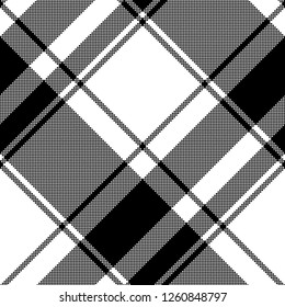 Black white plaid seamless pixel pattern. Vector illustration.