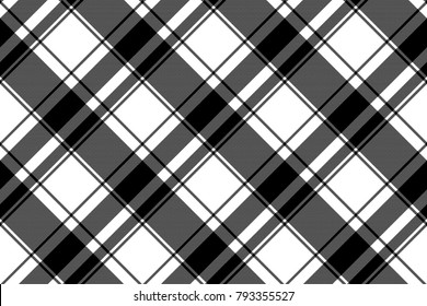 Black white plaid seamless pixel pattern. Vector illustration.